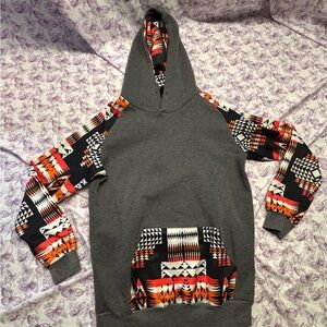 SHEIN Gray and Multicolor Patterned Hoodie